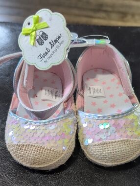First Steps Baby Sequin Mary Jane Shoes in Pink